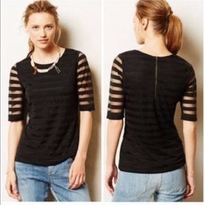 Anthropologie Black Striped and Sheer Shirt